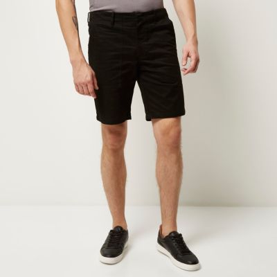Black casual slim fit shorts